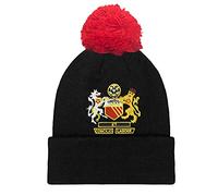 Fan Originals - Beanie-Bommelmütze in den Farben von Manchester United - mit Wappen - Schwarz - Bommelmütze