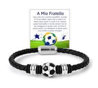 FANCIBAND Geschenk Bruder Armband Herren aus geflochtenem Leder mit Edelstahl Magnetverschluss, Fußballarmbänder Geschenk für Bruder Geburtstag Weihnachten Brüder Geschenke Jahrestag, Edelstahl, Ohne