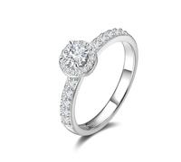 FANCIME 0,31 Karat Lab-Grown Diamant Bandring Damen, Halo Solitaire Trauringe aus 925 Sterling Silber Verlobungsring Hochzeit Valentinstag Schmuck für Damen Frauen Sie (D-E Farbe, VS Clarity)