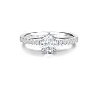 FANCIME 0,5 Karat Lab-Grown Diamant Bandring Damen, Oval Solitaire Trauringe aus 925 Sterling Silber Verlobungsring Hochzeit Valentinstag Schmuck für Damen Frauen Sie (D-E Farbe, VS Clarity)