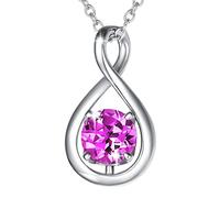 FANCIME 925 Sterling Silber Unendlich Halskette Infinity Anhänger mit Oktober Geburtsstein Turmalin Kette Valentinstag Jahrestag Geburtstag Weihnachten Schmuck Geschenk Für Damen Frauen