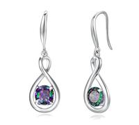 FANCIME Alexandrit Ohrringe Sterlingsilber 925 Hängend Zierlich Infinity Erstellt Edelstein Juni Geburtstein Baumelnde Ohrringe Feiner Schmuck Geburtstagsgeschenke für Frauen Damen Mama