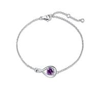 FANCIME Amethyst Armband Februar Geburtstein Armkette 925er Sterlingsilber Weißgold Vergoldet Infinity Link Armbänder Lila Edelstein Feiner Schmuck Geburtstags Geschenke für Frauen Damen