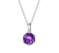 FANCIME Amethyst Halskette Damen, 14K Massiv 585 Weißgold Blume Anhänger mit Sterling Silber Kette Februar Geburtsstein Herz Lila Edelstein Feinen Schmuck Mütter Tag Geschenke für Frauen Sie