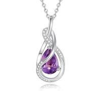 FANCIME Amethyst Halskette Februar Geburtstein Sterling Silber Kette Infinity Knot Anhänger Halskette Lila Edelstein Geburtstag Mütter Tag Feiner Schmuck Geschenke für Damen Sie Frauen Mütter