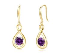 FANCIME Amethyst Ohrringe Sterlingsilber 925 Hängend Gelbgold plattiert Zierlich Infinity Lila Edelstein Februar-Geburtsstein Baumelnde Ohrringe Schmuck Geburtstag Geschenke für Frauen Damen Mama