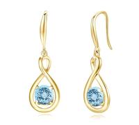 FANCIME Aquamarin Ohrringe Sterlingsilber 925 Hängend Gelbgold plattiert Zierlich Infinity Blauen Edelstein März-Geburtsstein Baumelnde Ohrringe Schmuck Geburtstag Geschenke für Frauen Damen Mama