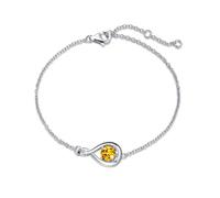 FANCIME Citrin Armband Damen 925er Sterlingsilber Weißgold plattiert Infinity Link Armbänder November Geburtstein Armkette Gelb Topas Feiner Schmuck Geschenk für Sie Frauen