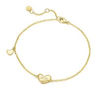 FANCIME Damen Armband mit Herz Anhänger aus Solide 14K 585 Gelb Gold Liebe Valentinstag Geschenkschmuck für Damen Mädchen - Armbandlänge: 17 + 3 cm