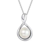 FANCIME Damen Halskette mit Infinity Symbol Anhänger Kette aus 925 Sterling Silber mit Natürlicher Süßwasser Perlen Edelstein Juni Geburtsstein Schmuck für Mädchen, 40 + 5 cm Extender