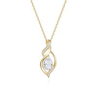 FANCIME Doppel Twist Unendlichkeit April Birthstone Kette für Damen 925 Sterling Silber Vergoldet Infinity Tropfen Zirkonia Anhänger Halskette Schmuck Geschenke für Frauen Mädchen