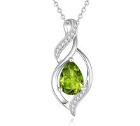 FANCIME Doppel Twist Unendlichkeit August Birthstone Kette für Damen 925 Sterling Silber Infinity Tropfen Peridot Anhänger Halskette Schmuck Geschenke für Frauen Mädchen