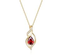 FANCIME Doppel Twist Unendlichkeit Juli Birthstone Kette für Damen 925 Sterling Silber Vergoldet Infinity Tropfen Rubin Anhänger Halskette Schmuck Geschenke für Frauen Mädchen