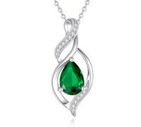 FANCIME Doppel Twist Unendlichkeit Mai Birthstone Kette für Damen 925 Sterling Silber Infinity Tropfen Smaragd Anhänger Halskette Schmuck Geschenke für Frauen Mädchen