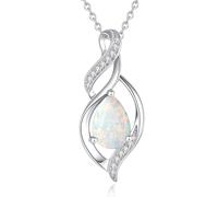 FANCIME Doppel Twist Unendlichkeit Oktober Birthstone Kette für Damen 925 Sterling Silber Infinity Tropfen Opal Anhänger Halskette Schmuck Geschenke für Frauen Mädchen