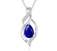 FANCIME Doppel Twist Unendlichkeit September Birthstone Kette für Damen 925 Sterling Silber Infinity Tropfen Saphir Anhänger Halskette Schmuck Geschenke für Frauen Mädchen