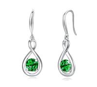 FANCIME Emerald Ohrringe Sterlingsilber 925 Hängend Zierlich Infinity Grüner Edelstein Mai Geburtsstein Baumelnde Ohrringe Feiner Schmuck Geburtstag Geschenke für Frauen Damen Mama