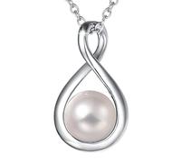 FANCIME Infinity Anhänger Halskette für Damen mit Weiß imitierte Perle