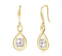 FANCIME Infinity Geburtsstein Ohrringe Hängend für Damen Sterling Silber | vergoldet Unendlichkeit Edelstein Baumelnde Ohrringe feiner Schmuck Weihnachten Jubiläums Geburtstag Geschenke für Frau Mama