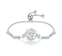 FANCIME Lebensbaum Aquamarin Armband für Damen 925 Sterling Silber Baum des Lebens Aquamarin Anhänger Armband Schmuck Geschenke für Damen Frauen Mädchen
