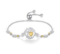 FANCIME Lebensbaum Citrin Armband für Damen 925 Sterling Silber Baum des Lebens Citrin Anhänger Armband Schmuck Geschenke für Damen Frauen Mädchen