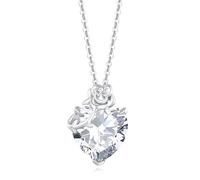 FANCIME Moissanit Halskette - 14 Karat Weißgold Rose anhänger mit Herz April Geburtsstein Sterlingsilber Kette Weihnachten Feiner Schmuck Geschenk für Damen Frauen