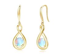 FANCIME Mondstein Ohrringe Sterlingsilber 925 Hängend Gelbgold plattiert Zierlich Infinity erstellt Edelstein Juni Geburtsstein Baumelnde Ohrringe Schmuck Geburtstag Geschenke für Frauen Damen Mama