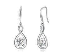 FANCIME Ohrringe Sterlingsilber 925 Hängend Solitär CZ Cubic Zirkonia simuliert Diamant Infinity April-Geburtsstein Baumelnde Ohrringe Feinschmuck Geburtstagsgeschenke für Damen Frauen