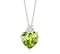 FANCIME Peridot Halskette - 14 Karat Weißgold Rose anhänger mit Herz August Geburtsstein Sterlingsilber Kette Weihnachten Feiner Schmuck Geschenk für Damen Frauen