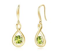 FANCIME Peridot Ohrringe Sterlingsilber 925 Hängend Gelbgold plattiert Zierlich Infinity Grüner Edelstein August Geburtsstein Baumelnde Ohrringe Schmuck Geburtstagsgeschenke für Frauen Damen Mama