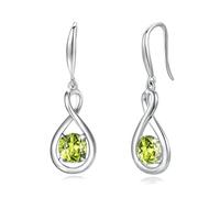 FANCIME Peridot Ohrringe Sterlingsilber 925 Hängend Zierlich Infinity Grüner Edelstein August Geburtsstein Baumelnde Ohrringe Feiner Schmuck Geburtstagsgeschenke für Frauen Damen Mama