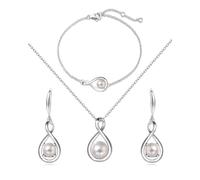 FANCIME Perle Kette Juni Geburtstein Armband Damen Weißgold plattiert Sterling Silber Infinity Ohrringe Mütter Tag Feiner Schmuck Geschenke für Mutter Ihre