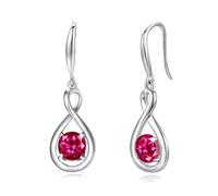 FANCIME Rubin Ohrringe Sterlingsilber 925 Hängend Zierlich Infinity roter Edelstein Juli Geburtsstein Baumelnde Ohrringe feiner Schmuck Geburtstagsgeschenke für Frauen Damen Mama