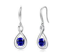 FANCIME Saphir Ohrringe Sterlingsilber 925 Hängend Zierlich Infinity blauer Edelstein September Geburtsstein Baumelnde Ohrringe Feiner Schmuck Geburtstagsgeschenke für Frauen Damen Mama