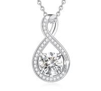 FANCIME Simulierte Diamant- Kette April Geburtstein Halskette Damen Cubic Zirkonia 925er Sterlingsilber Infinity Anhänger Schmuck Jahrestag Geburtstag Geschenke für Frauen Mom