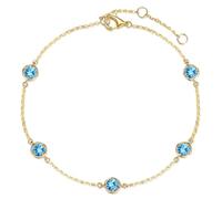 FANCIME Solide 14 Karat 585 Gelb Gold Armband mit Natürlichem Topas für Damen Mädchen - Armbandlänge: 17 + 3 cm