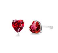 FANCIME Solide 14 Karat 585 Weiß Gold Heart Klein Ohrstecker Ohrringe mit Rubin Schmuck für Damen Mädchen Mama, Größe: 5 * 5 mm