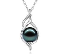 FANCIME Tahiti Perle Kette Damen, 925 Sterling Silber 10-12 mm Natürliche Tahiti Perle Anhänger Halskette, Geburtstag Valentinstag Weihnachten Schmuckgeschenk für Sie, Kettenlänge: 40+5 cm