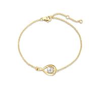 FANCIME weiße Perle Armbänder Juni Geburtstein Armband für Frauen Sterling Silber Gelbgold Vergoldet Infinity Link Armkette Feinen Schmuck Jahrestag Geburtstag Geschenke für Mama Damen