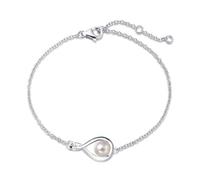 FANCIME weiße Perle Armbänder Juni Geburtstein Armband für Frauen Sterling Silber Weißgold Vergoldet Infinity Armbänder Link Armkette Feinen Schmuck Jahrestag Geburtstag Geschenke für Mama Damen