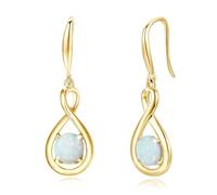 FANCIME Weißer Opal Ohrringe Sterlingsilber 925 Hängend Gelbgold plattiert Zierlich Infinity Erstellt Edelstein Oktober Geburtsstein Baumelnde Ohrringe Schmuck Geburtstag Geschenke für Frauen Damen