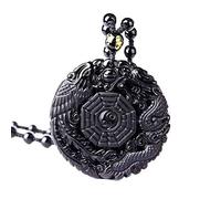 Fancy Combs Drachen und Phoenix Gossip Anhänger Halskette Feng Shui Schwarzer Obsidian Glück Amulett Perlen Kette Halskette für Frauen Männer Jungen Geburtstag Festival Party Schmuck