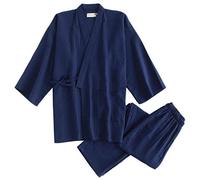 Fancy Pumpkin Herren Kimono-Pyjama-Anzug-Anzüge Set [Navy, M]