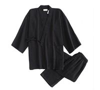 Fancy Pumpkin Herren Kimono-Pyjama-Anzug-Morgenmantel-Set [Schwarz, L]