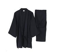 Fancy Pumpkin Männer japanischen Stil Roben dünne Kimono Pyjamas Anzug Meditation Set-Navy-Größe L