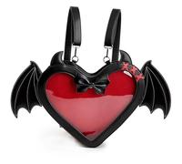 fancybag Gothic Dämon herzförmiger Fledermausflügel-Rucksack für Damen, transparentes Fenster, 3-Wege-Konvertierung, Umhängetasche, Kawaii-Gothic-Accessoire