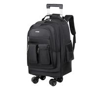 FANDARE 2-in-1 Rollrucksack für Herren 35L Trolley-Rucksack mit leisen Rädern 15.6 Zoll Laptop-Trolleys Wandlungsrucksack Reiserucksack mit Rollen Handgepäck Rolling Geschäft Aaktenkoffer Schwarz