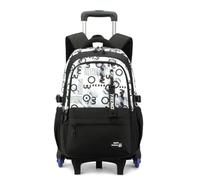 FANDARE 2 in 1 Schulrucksack mit Rollen Trolley Rucksack 35L wasserdicht Oxford Laptopfach 15,6 Zoll Ergonomisch Gepolsterte Schultergurte für Studenten Mädchen Jungen Reise Business Schwarz B