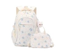 FANDARE 2 IN1 Niedlich Kinderrucksäcke mit Lunchpaket Schultasche für Mädchen Junge Juniorrucksäcke Schultasche Rucksäcke Kids-Rucksack Kinder-Tragebeutel Schulranzen School Bag Beige Weiß