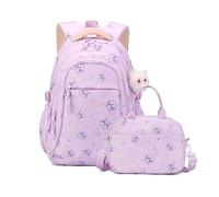 FANDARE 2 IN1 Niedlich Kinderrucksäcke mit Lunchpaket Schultasche für Mädchen Junge Juniorrucksäcke Schultasche Rucksäcke Kids-Rucksack Kinder-Tragebeutel Schulranzen School BagHellviolett
